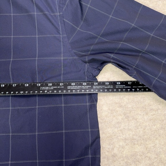 Theory Clean Placket Shirt Mens XL Navy Blue Mouline Grid Cotton Button Up - Picture 8 of 12